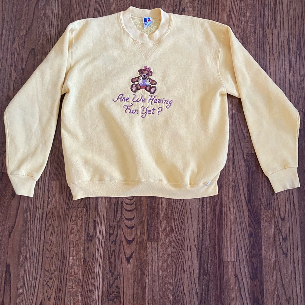 Are we having fun yet vintage Russel Crew neck